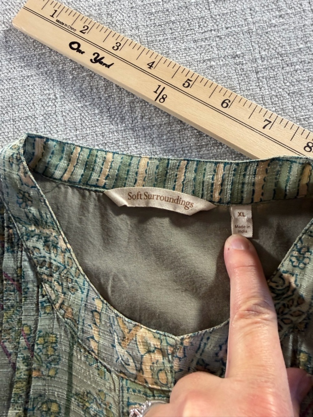 SOFT SURROUNDINGS Green Jardin Majorelle Boho Long Sleeve Handkerchief Dress XL - Picture 12 of 14